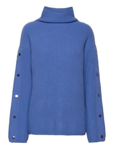 Molina Button Sweater Tops Knitwear Turtleneck Blue DESIGNERS, REMIX