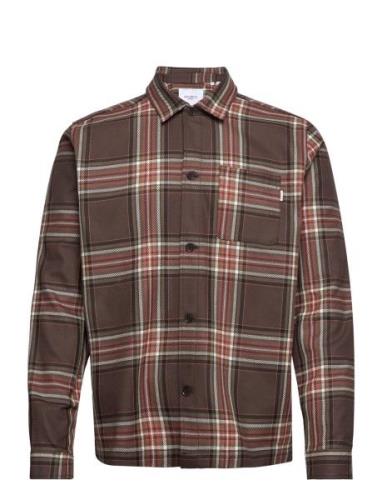 Keanu Check Twill Shirt Tops Overshirts Brown Les Deux