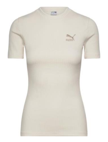 Classics Ribbed Slim Tee Sport T-shirts & Tops Short-sleeved Beige PUM...