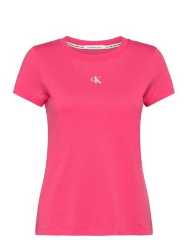 Micro Monologo Slim Fit Tee Tops T-shirts & Tops Short-sleeved Pink Ca...