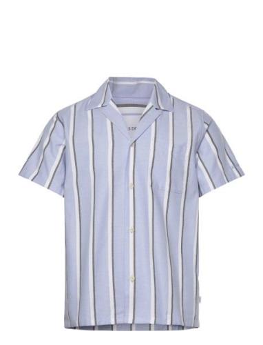 Lawson Stripe Ss Shirt Designers Shirts Short-sleeved Blue Les Deux