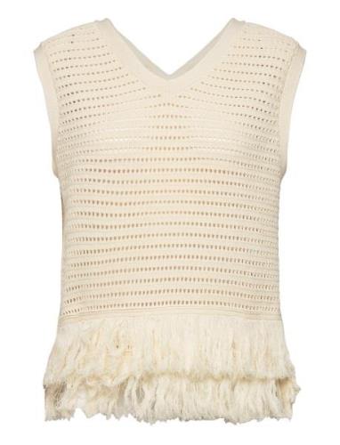 Mantova Knit V-Neck Tops Knitwear Jumpers White Second Female