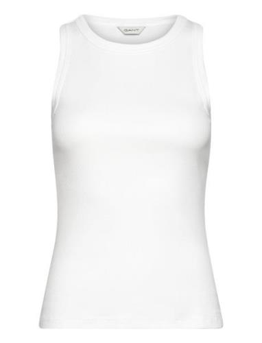 High Neck Rib Tank Top Tops T-shirts & Tops Sleeveless White GANT