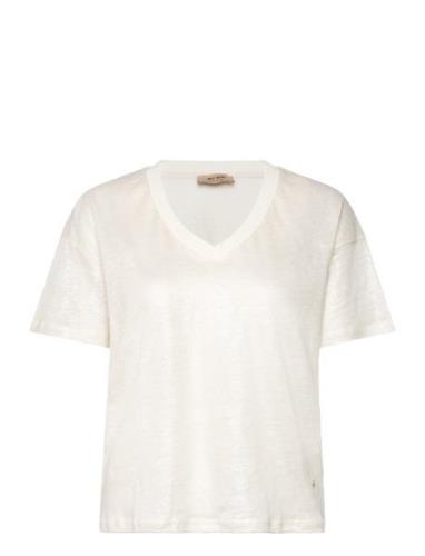 Mmcasa V-Ss Foil Tee Tops T-shirts & Tops Short-sleeved Cream MOS MOSH