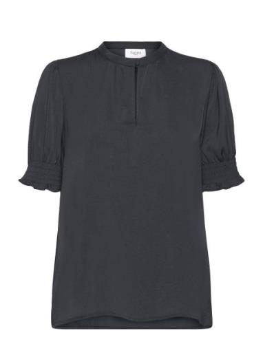 Nunnisz Shirt Tops Blouses Short-sleeved Black Saint Tropez