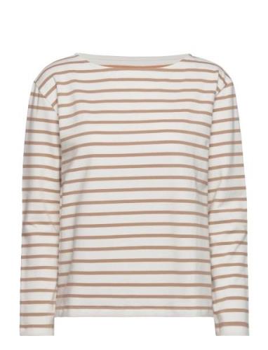 Blessed Sweatshirt Stripe Tops T-shirts & Tops Long-sleeved Beige Mosh...