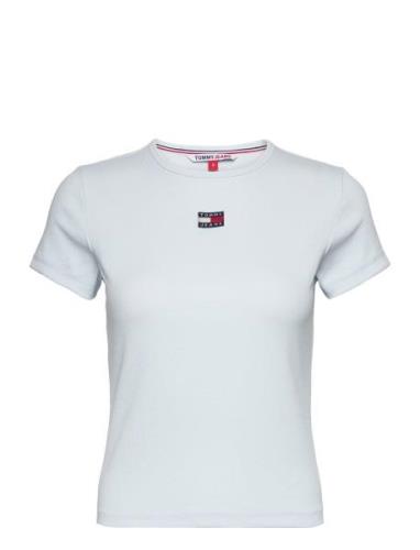 Tommy Jeans Tjw Bby Xs Badge Rib Tee Blå