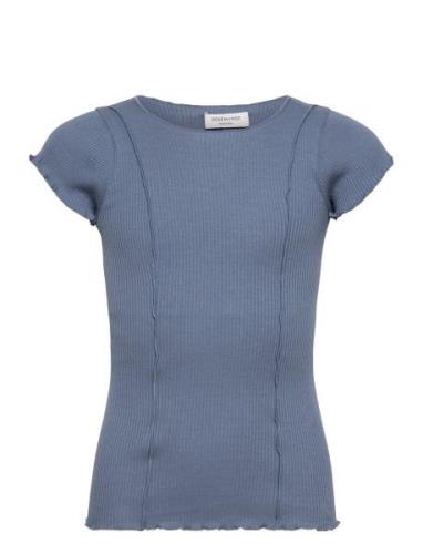 Cotton T-Shirt Tops T-shirts Short-sleeved Blue Rosemunde Kids