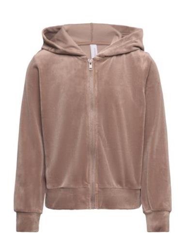 Vero Moda Girl Vmvelvet Ls Zip Hoodie Jrs Girl Beige