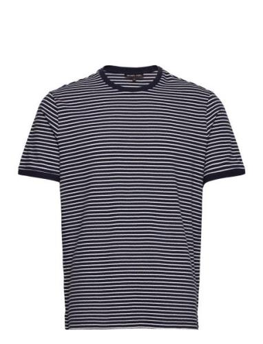 Feeder Ctn Silk Tee Tops T-shirts Short-sleeved Navy Michael Kors