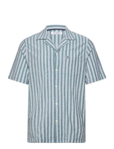 Prm Ss Camp Birdseye Tops Shirts Short-sleeved Blue Original Penguin