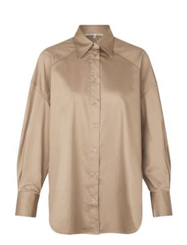 Milas Shirt Tops Shirts Long-sleeved Beige Second Female