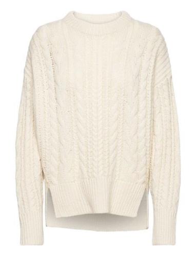 Javi Knit O-Neck Tops Knitwear Jumpers White Second Female