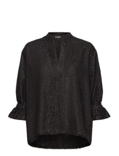 Sllia Amily Blouse Tops Blouses Short-sleeved Black Soaked In Luxury