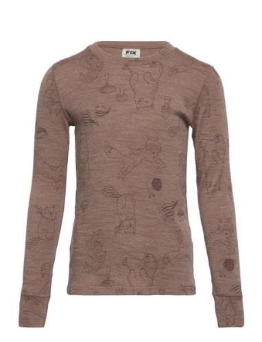 Lindex Top Merino Wool Aop Brun