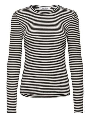 Srfenja Stripe O-Neck Top Tops T-shirts & Tops Long-sleeved Black Soft...