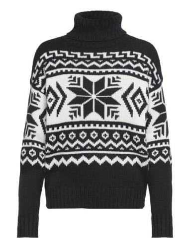 Fair Isle Wool-Blend Turtleneck Sweater Tops Knitwear Turtleneck Black...