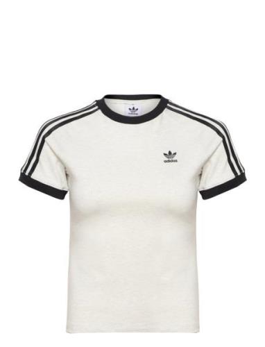 3 Stripe Raglan Tee Slim Sport T-shirts & Tops Short-sleeved White Adi...