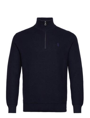 32/2 Cotton-Lsl-Plo Tops Knitwear Half Zip Jumpers Navy Polo Ralph Lau...