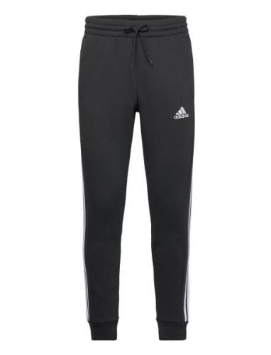 Essentials Fleece Tapered Cuff 3-Stripes Pants Sport Sweatpants Black ...