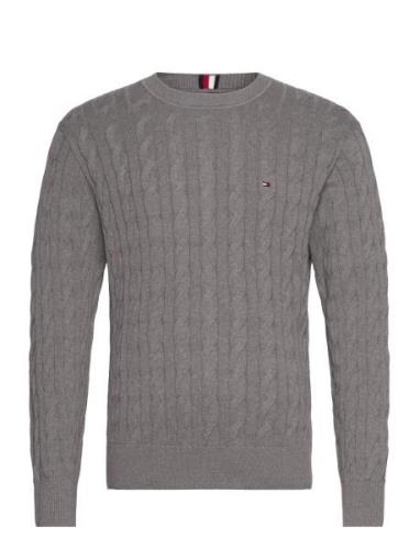 Classic Cable Crew Neck Tops Knitwear Round Necks Grey Tommy Hilfiger
