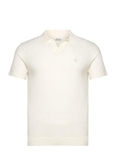 Ace Knit Polo Tops Polos Short-sleeved Cream Björn Borg