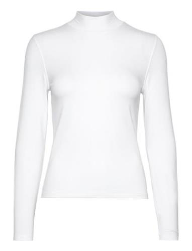 Calvin Klein Cotton Modal Ls Mock Neck Vit