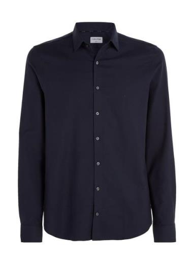 Stretch Collar Slim Shirt Tops Shirts Business Navy Calvin Klein