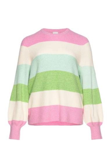 Carnew Daria L/S Stripe Pullover Knt Tops Knitwear Jumpers Pink ONLY C...