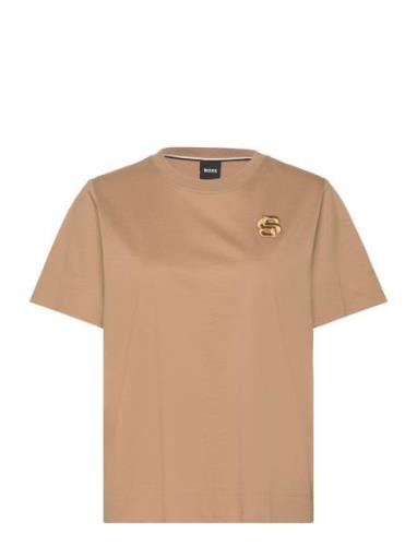 Elphi_Bb Tops T-shirts & Tops Short-sleeved Beige BOSS
