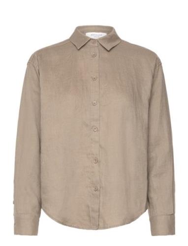 Linen Shirt Tops Shirts Long-sleeved Brown Rosemunde