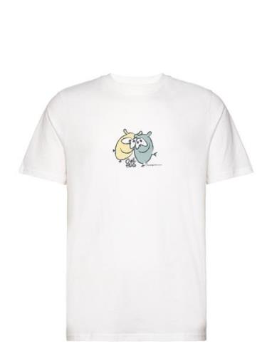 Regular Fit Single Jersey Owl Hug P Tops T-shirts Short-sleeved White ...