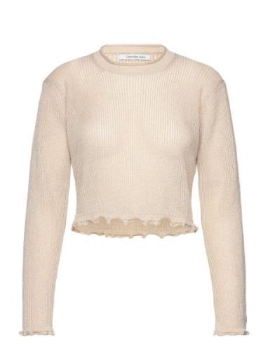 Metallic Sweater Tops Knitwear Jumpers Cream Calvin Klein Jeans