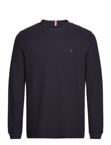 Textured Ls Tee Tops T-shirts Long-sleeved Navy Tommy Hilfiger
