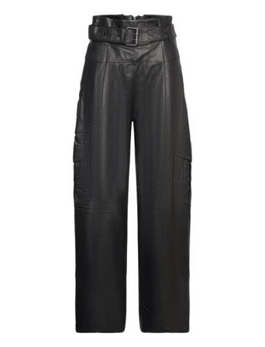 Harlyn Leather Trouser Bottoms Trousers Leather Leggings-Byxor Black A...