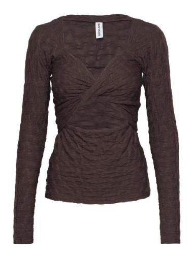 Tillars Blouse Tops Blouses Long-sleeved Brown Résumé