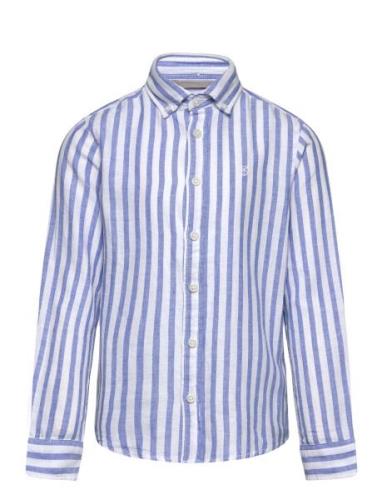 Jprccmaze Linen Shirt L/S Jnr Tops Shirts Long-sleeved Shirts Blue Jac...