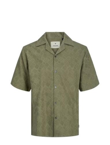 Jprbluoregon Jacquard Resort Shirt S/S Tops Shirts Short-sleeved Green...