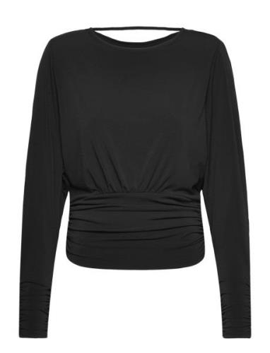 Draped Back Top Tops Blouses Long-sleeved Black Gina Tricot