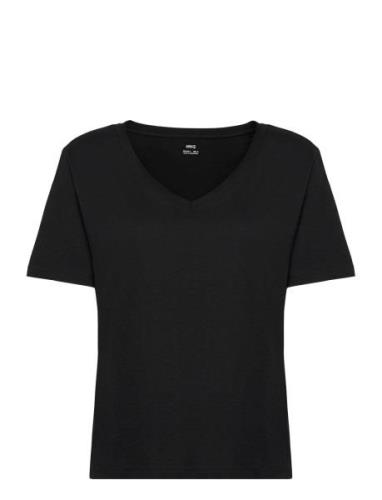 Mango 100% Cotton V-Neck T-Shirt Svart