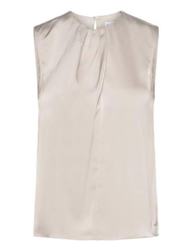 Calvin Klein Shiny Satin Fluid Ns Blouse Beige