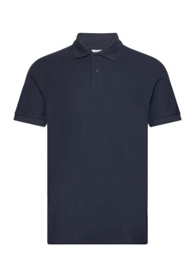 100% Cotton Pique Polo Shirt Tops Polos Short-sleeved Navy Mango