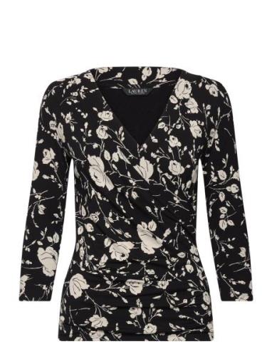 Floral Surplice Stretch Jersey Top Tops T-shirts & Tops Long-sleeved B...