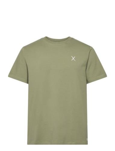 Cross Logo Organic Tee Tops T-shirts Short-sleeved Green Clean Cut Cop...