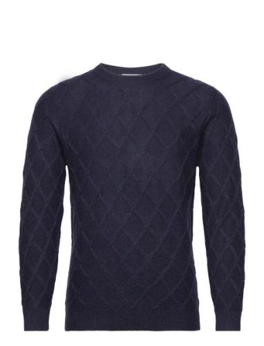 Man O-Neck Cable Sweater Designers Knitwear Round Necks Navy Davida Ca...