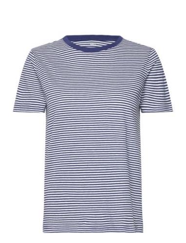 100% Cotton T-Shirt Tops T-shirts & Tops Short-sleeved Blue Mango