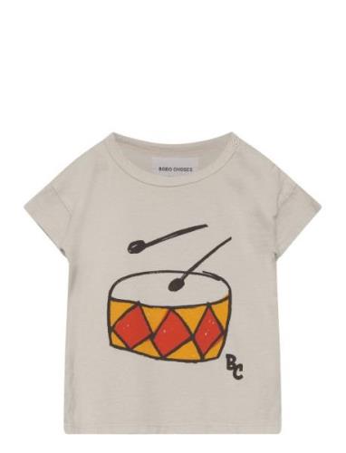 Baby Play The Drum T-Shirt Tops T-shirts Short-sleeved Beige Bobo Chos...