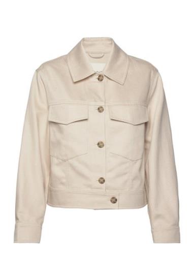 Cropped Linen Blend Jacket Outerwear Jackets Light-summer Jacket Cream...