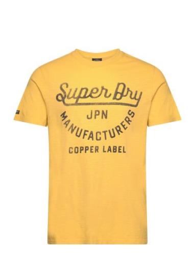 Copper Label Script Tee Tops T-shirts Short-sleeved Yellow Superdry