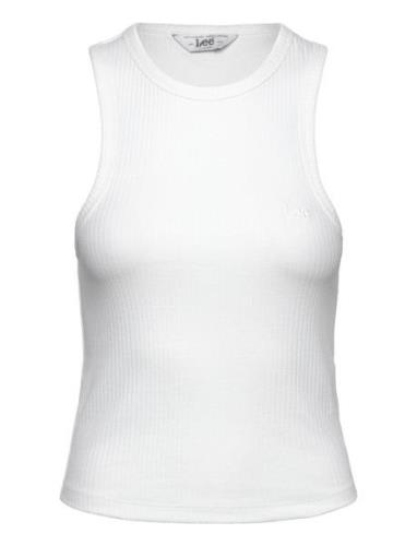 Ribbed Tank Tops T-shirts & Tops Sleeveless White Lee Jeans